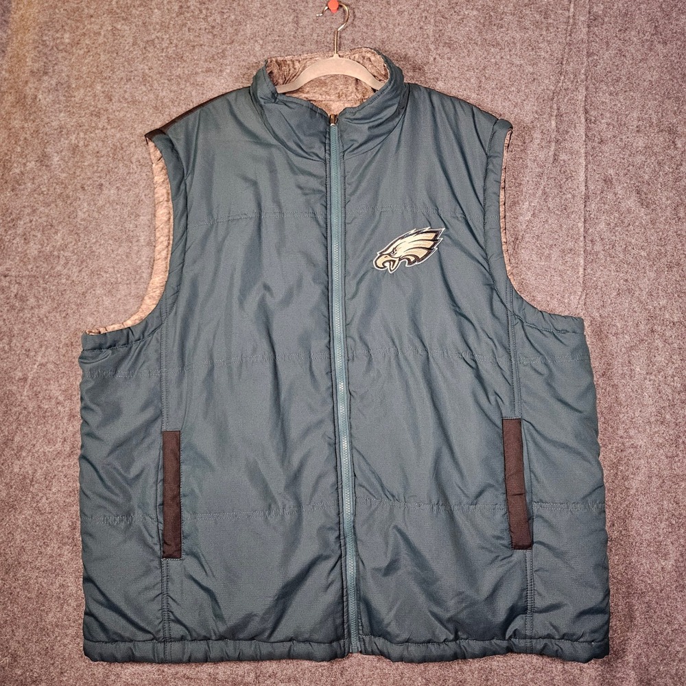 Mens Eagles Reversible Windbreaker Vest Philly Football Sports Layering Sz 3XL